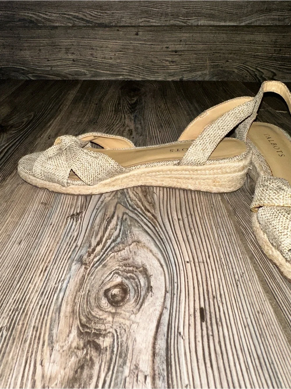 Talbots Women's Beige Bow Espadrille Slingback Sandals Casual Summer Size 7.5